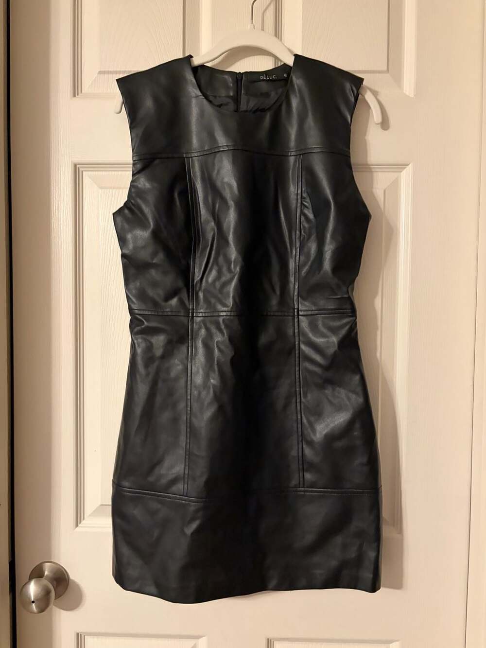 DÈLUC Sorbaria Sleeveless Faux Leather Mini Dress for bachelorette